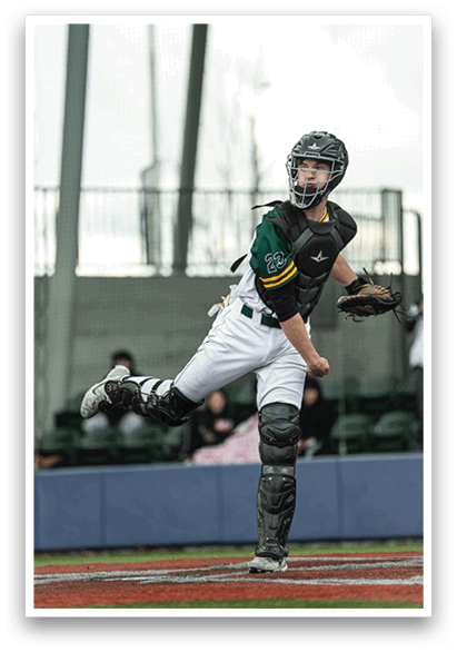 A baseball player catches a ball in a game. AI generated content