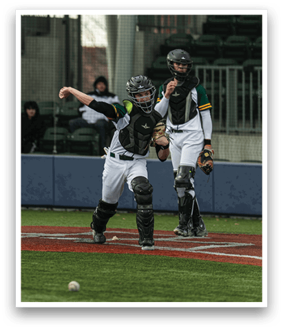 A baseball player is throwing a ball while another player is catching it. AI generated content