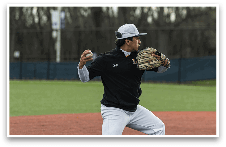 A baseball player in a black shirt and white pants is holding a catcher's mitt, preparing to catch a ball. AI generated content