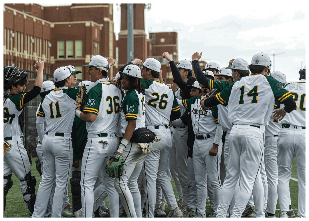 A group of baseball players huddled together on a field. AI generated content