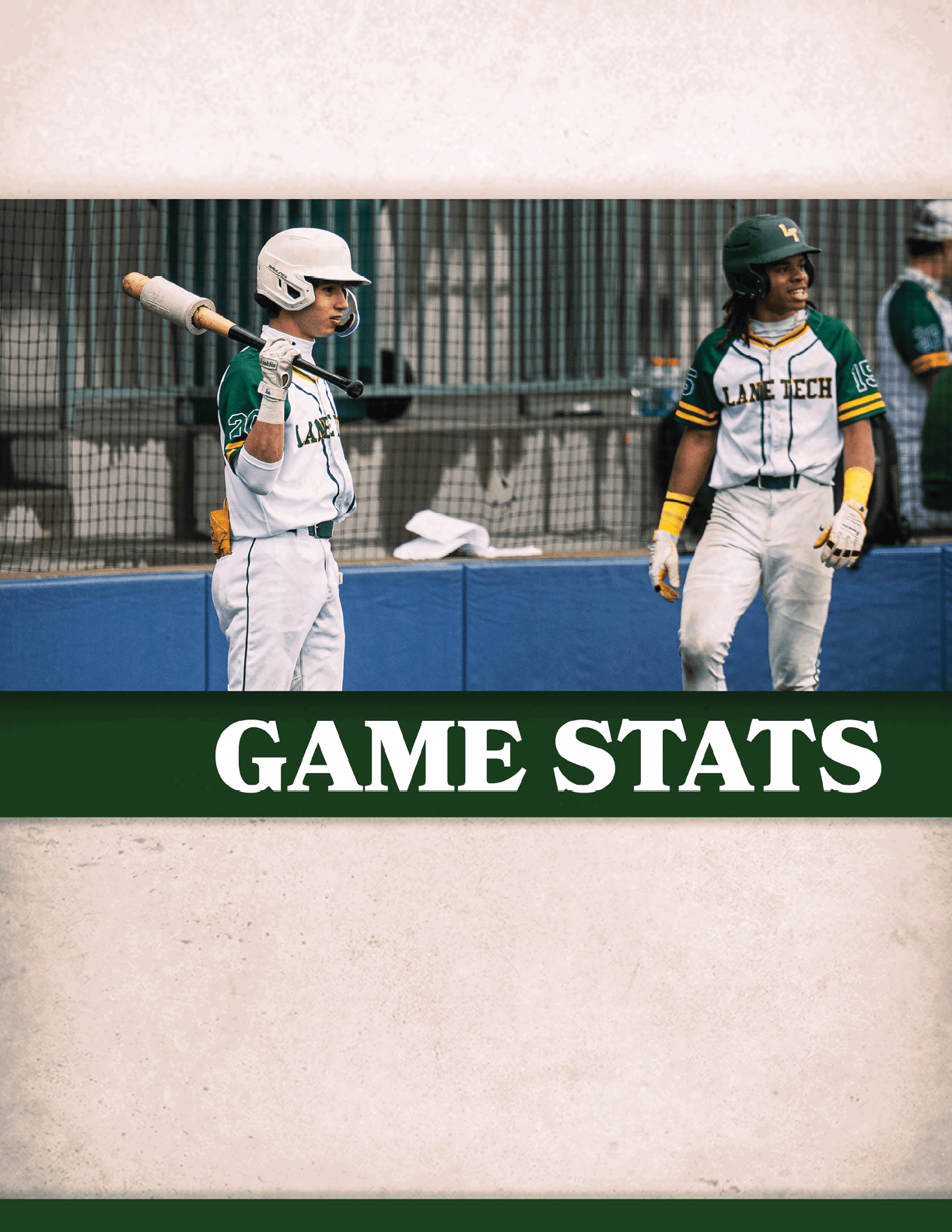 Two baseball players standing on a field, one holding a bat and the other wearing a baseball glove. AI generated content