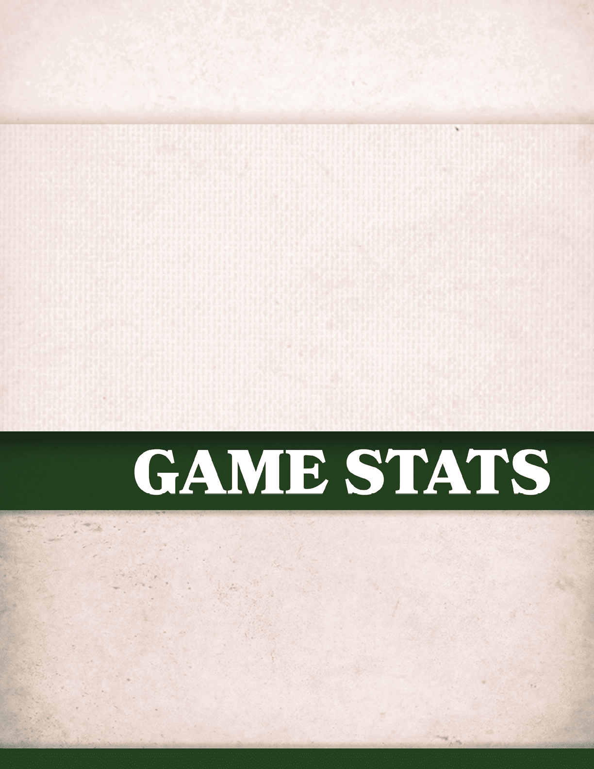 A white sheet of paper with the words “Game Stats" written in green. AI generated content