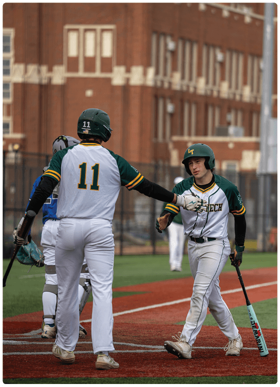 Two baseball players shake hands on the field. AI generated content