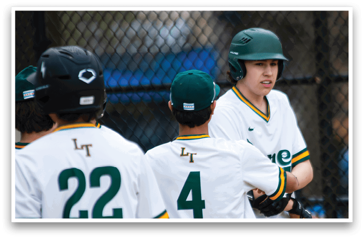 A group of young men wearing baseball uniforms are standing on a baseball field. AI generated content