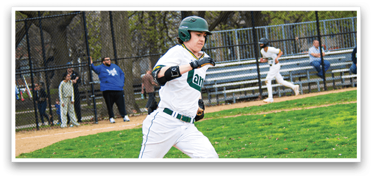 A baseball player is running on the field, wearing a green helmet and white uniform. AI generated content