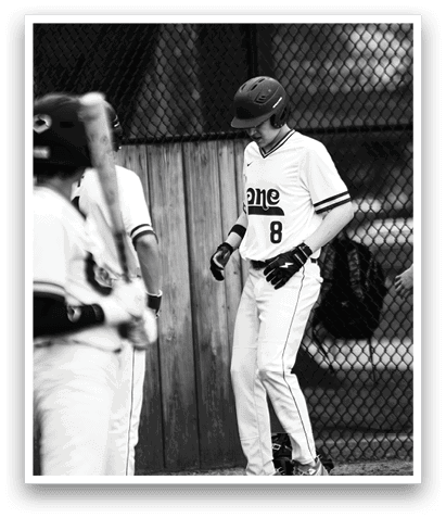 A baseball player wearing a number 8 jersey stands on the field. AI generated content