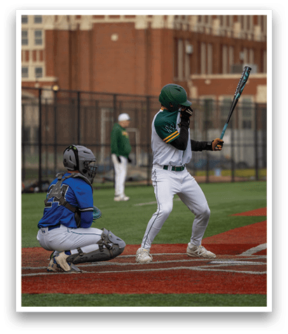A baseball player is at home plate, holding a bat and getting ready to swing. AI generated content