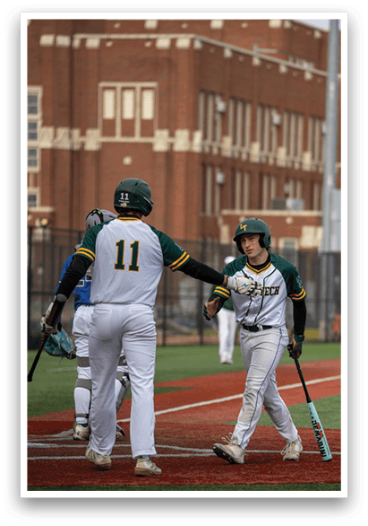 Two baseball players are on the field, one holding a bat and the other holding a glove. The player with the bat is walking towards the other player, who is holding a glove. AI generated content