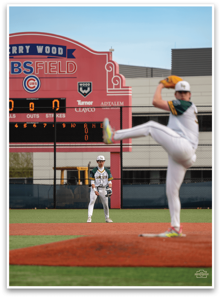 A baseball player in a white uniform is pitching a ball on a field. AI generated content