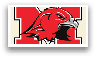 A red and white bird with a black beak. Description generated by AI
