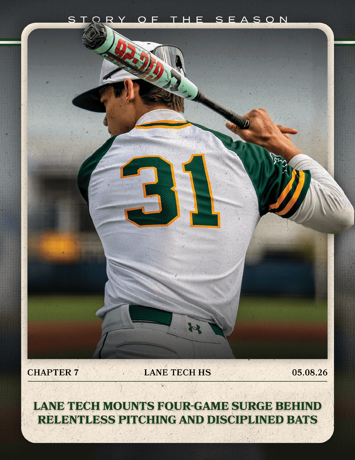 A baseball player is swinging a bat. Description generated by AI
