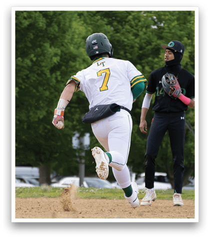 A baseball player wearing a white uniform with the number 7 on the back is running towards a base. Description generated by AI