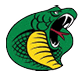 A green and yellow snake with its mouth open, possibly a logo or a cartoon character. AI generated content