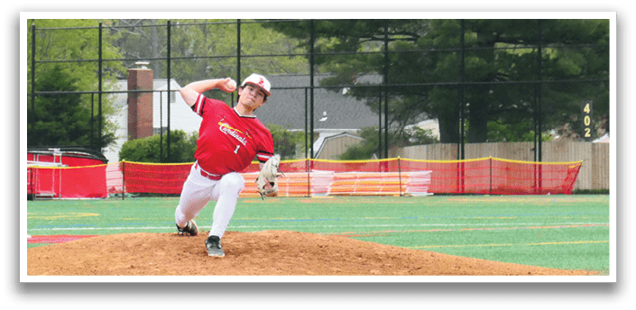A man in a red shirt is pitching a baseball on a field. AI generated content