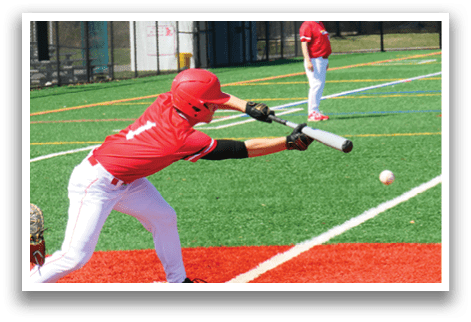 A baseball player in a red shirt is swinging a bat at a ball. AI generated content