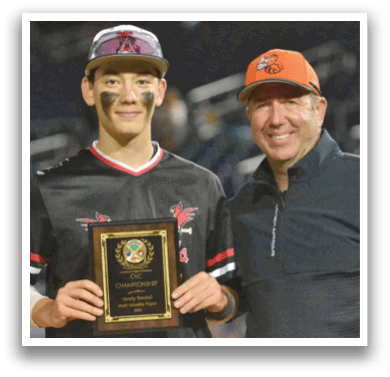 A man holding a trophy is standing next to another man. AI generated content