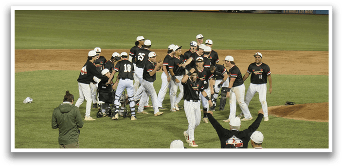 A group of baseball players celebrating on the field. AI generated content