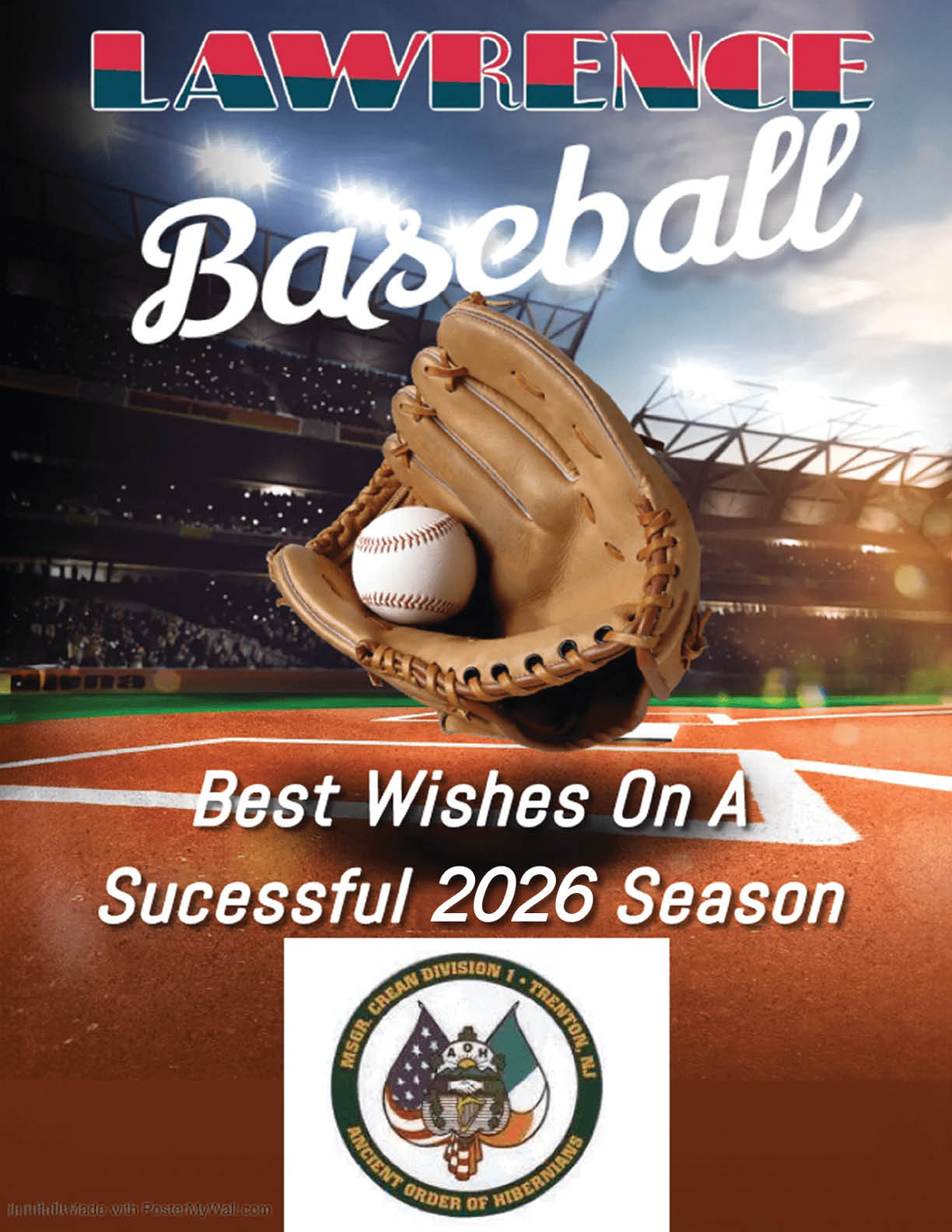 A baseball glove is shown on a baseball field. AI generated content