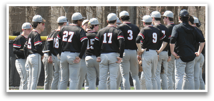 Baseball players wearing black and red uniforms. Description generated by AI