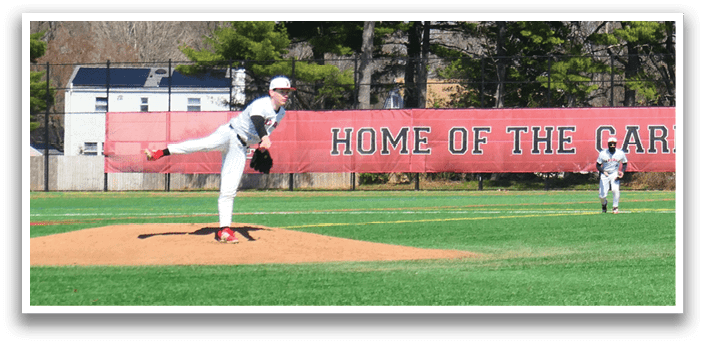 A baseball game is taking place on a field. Description generated by AI