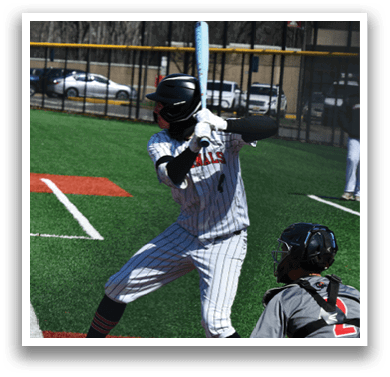 A baseball player is swinging a bat. Description generated by AI