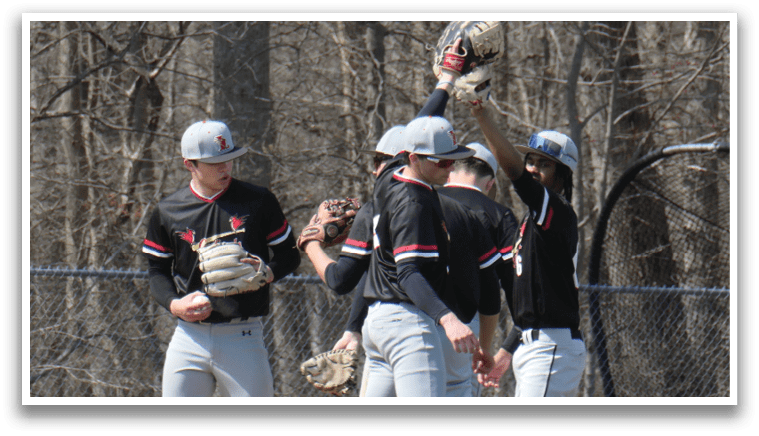 Baseball players on a field. Description generated by AI