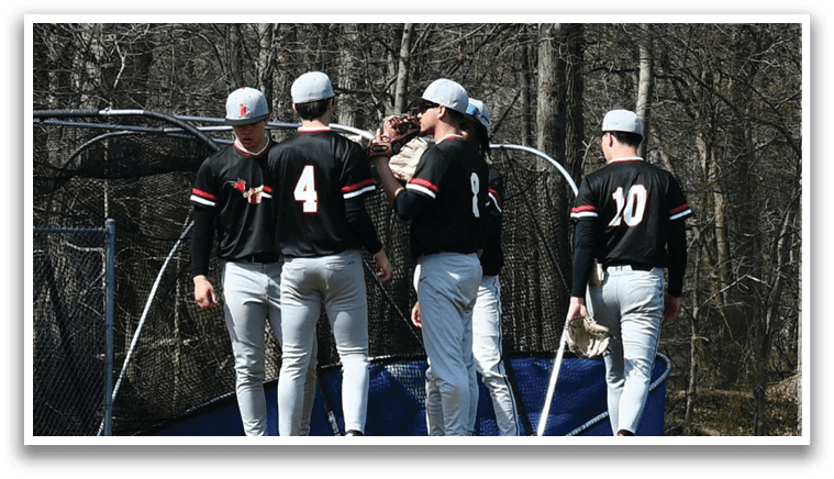 A group of baseball players standing on a field. Description generated by AI