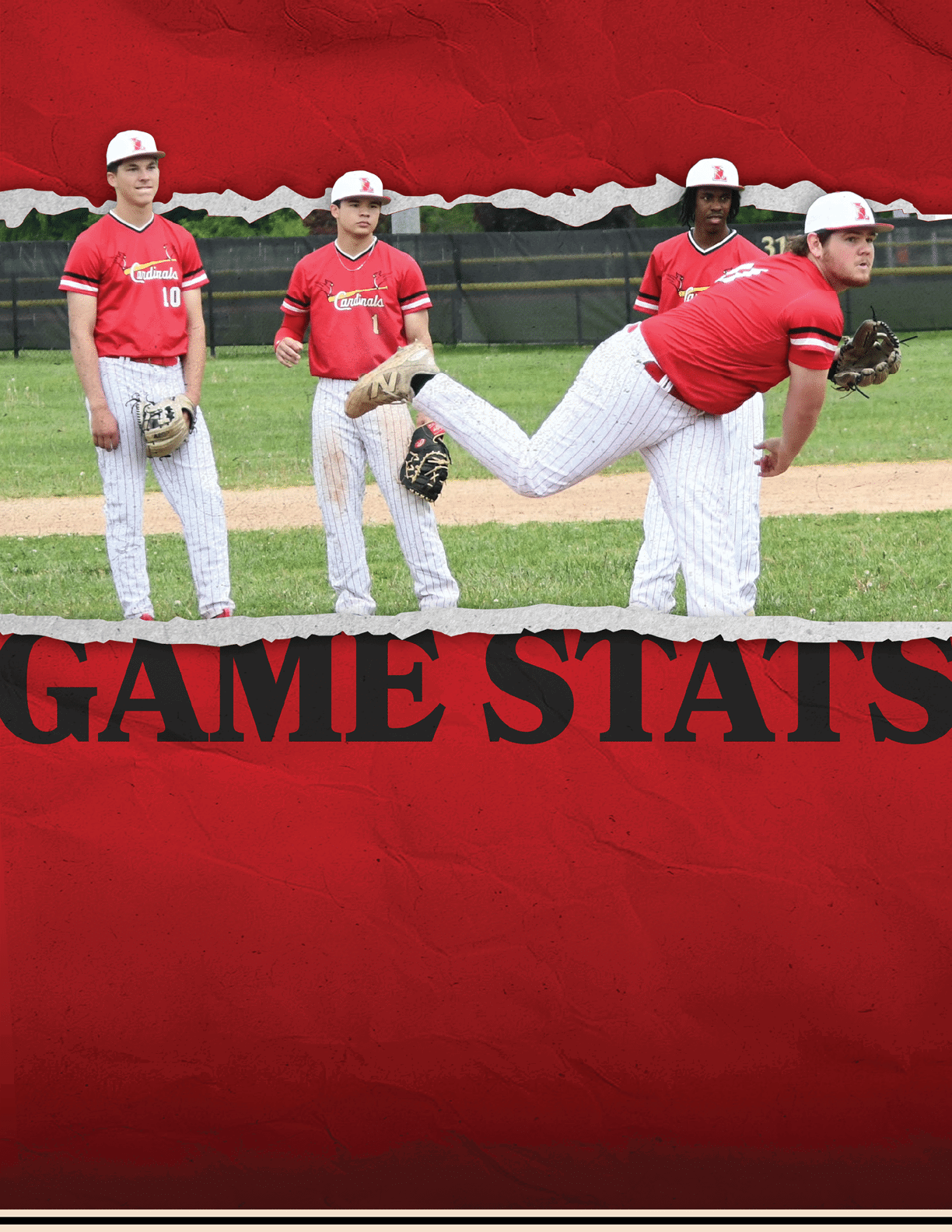 A red poster with the words “Game Stats" written on it. Description generated by AI