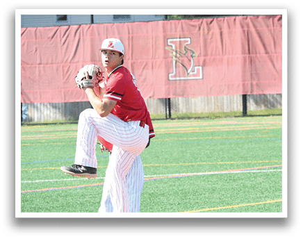 A baseball player in a red shirt and white pants is pitching a ball. Description generated by AI