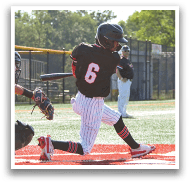 A baseball player is swinging a bat. Description generated by AI