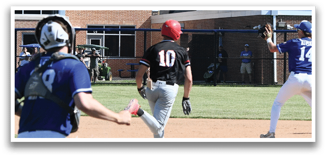 A baseball player in a red shirt and white pants is pitching a ball. Description generated by AI