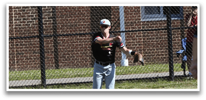 A baseball player is swinging a bat at a ball. Description generated by AI