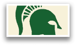 A green and white spartan logo. Description generated by AI