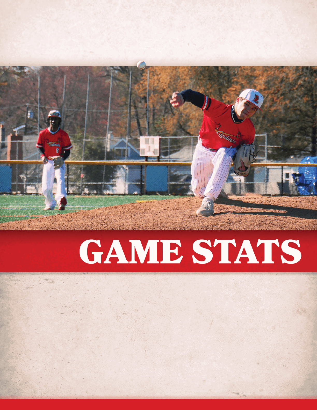 A baseball player in a red shirt and white pants is pitching a ball. Description generated by AI