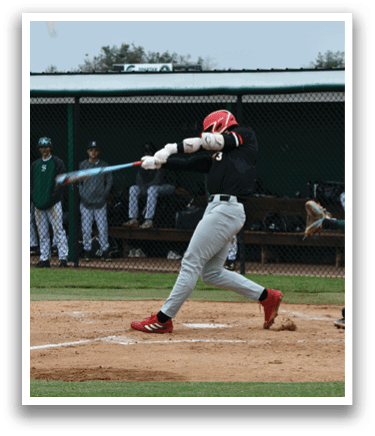 A baseball player is swinging a bat. Description generated by AI