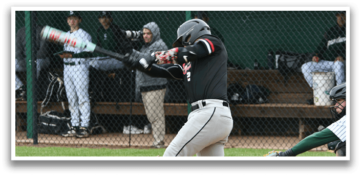 A baseball player is swinging a bat. Description generated by AI