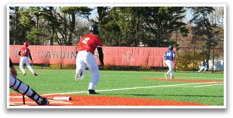 A baseball player is running to first base. Description generated by AI