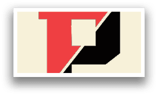 A red and black letter P. Description generated by AI