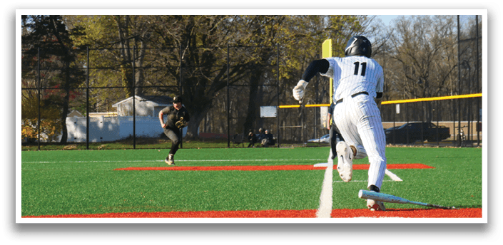 A baseball player is running towards home plate. Description generated by AI