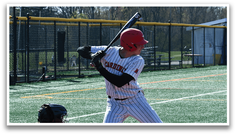 A baseball player is swinging a bat. Description generated by AI