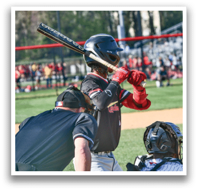 A baseball player is swinging a bat. Description generated by AI