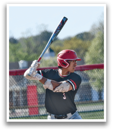 A baseball player is holding a bat and getting ready to swing. Description generated by AI