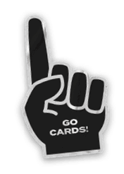 A collection of sports merchandise for the Cardinals. Description generated by AI