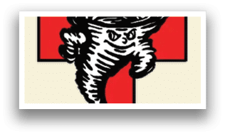A red and white logo of a hurricane. Description generated by AI