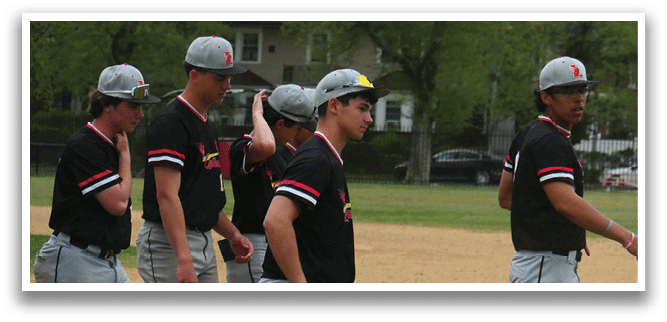A group of young men wearing baseball caps and shirts. Description generated by AI