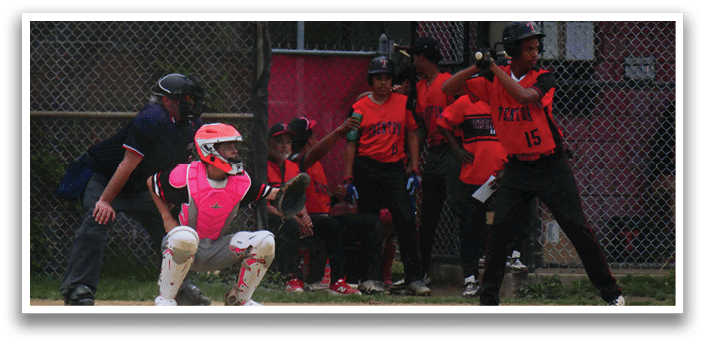 A baseball player in a red shirt and black pants is holding a bat. Description generated by AI