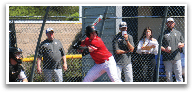 A baseball player is swinging a bat. Description generated by AI
