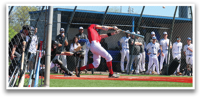 A baseball player is swinging a bat at a ball. Description generated by AI