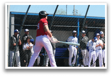 A baseball player is swinging a bat. Description generated by AI