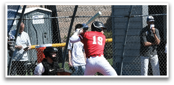 A baseball player swinging a bat. Description generated by AI